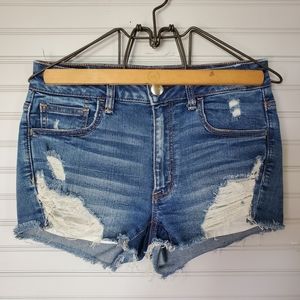 American Eagle Stretch High Rise Jean Shorts, size 6